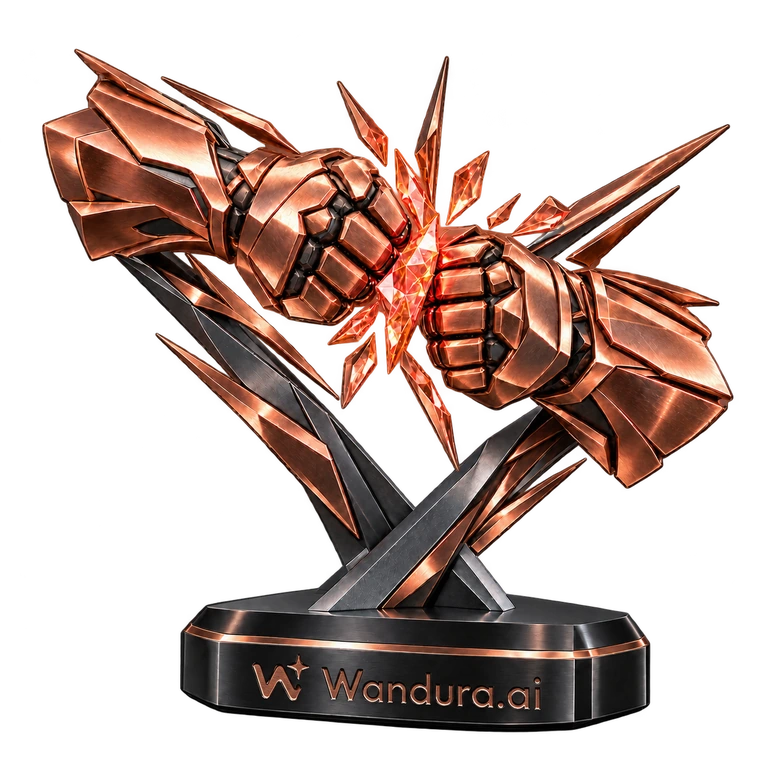 Bronze Action Showdown trophy with Wandura.ai logo engraved into its metal pedestal